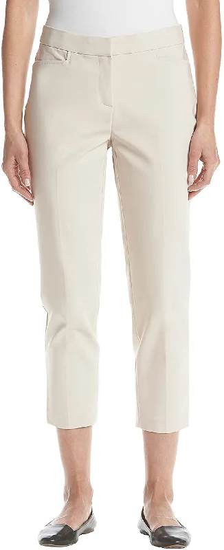 Rafaella Women's Petite Lightweight Satin Twill Ankle Pant High-Waist Jogger Pants