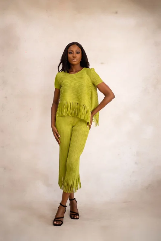 CALLIE ZUKI PANT SET - GREEN Stylish Slim Trousers