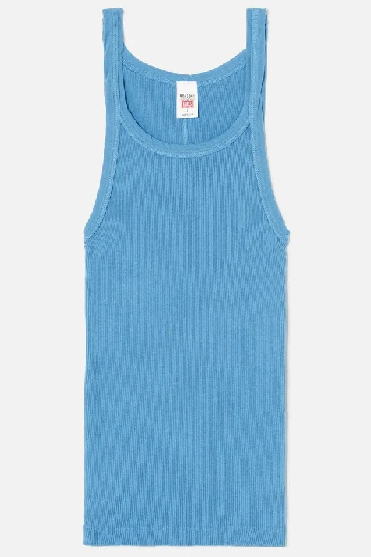 Ribbed Tank - Azure open back tank