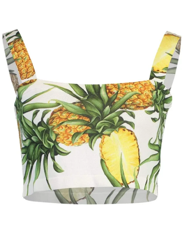 Pineapple Print Cropped Tank cherry red tank