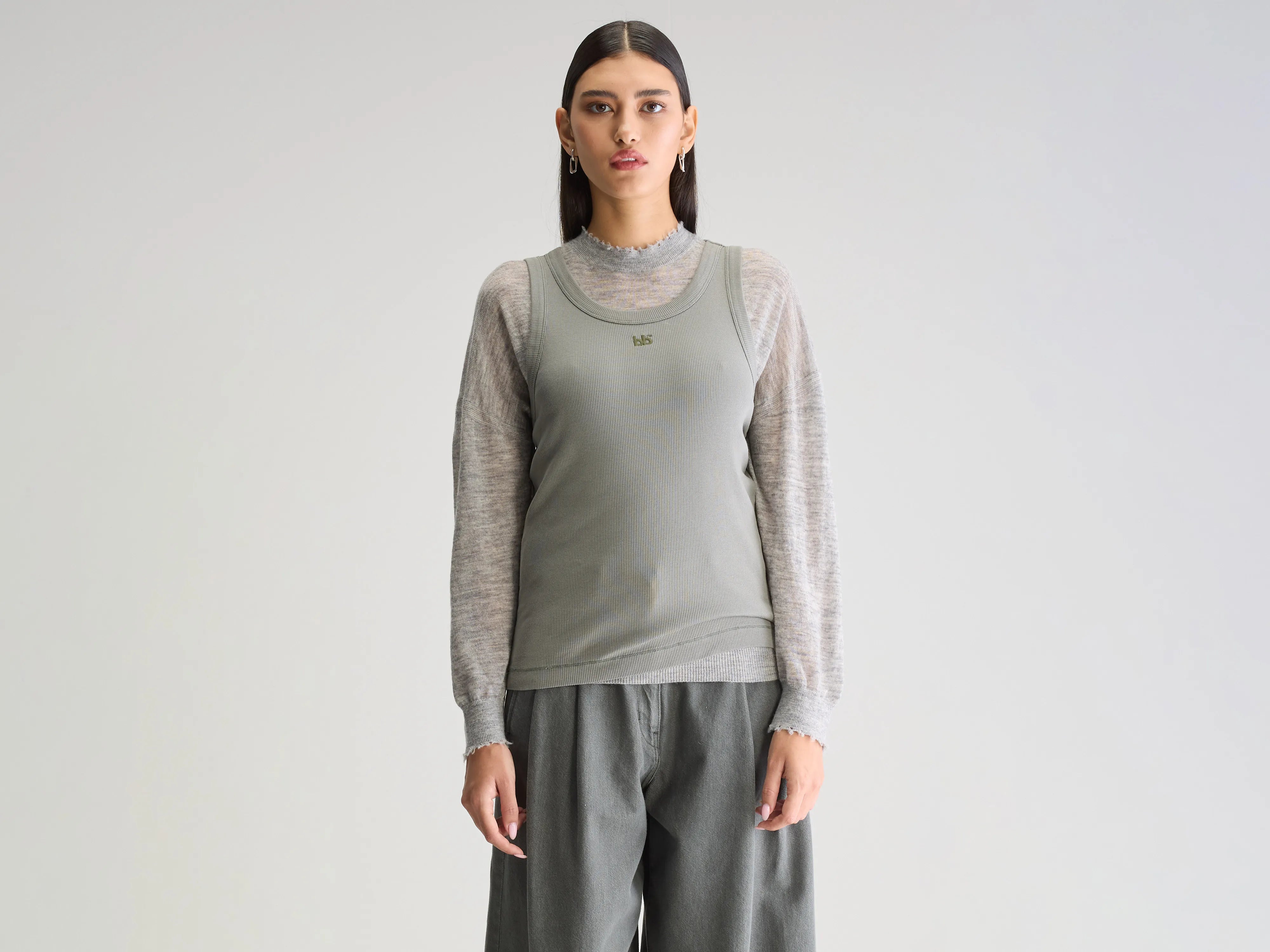 Valdi slim tank top (251 / W / DUSTY OLIVE) layering tank top