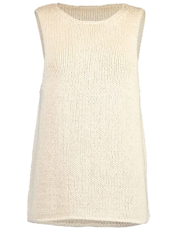 Ecru Handknit Tank vintage tank top