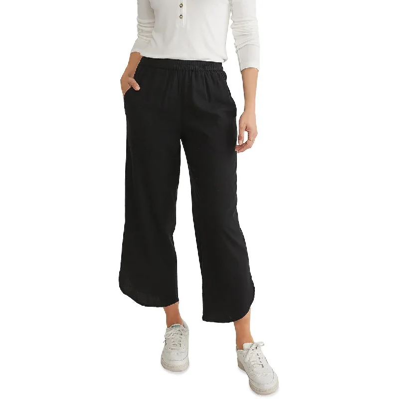 Marine Layer Womens Allison  Crop Solid Wide Leg Pants Trendy Tapered Pants