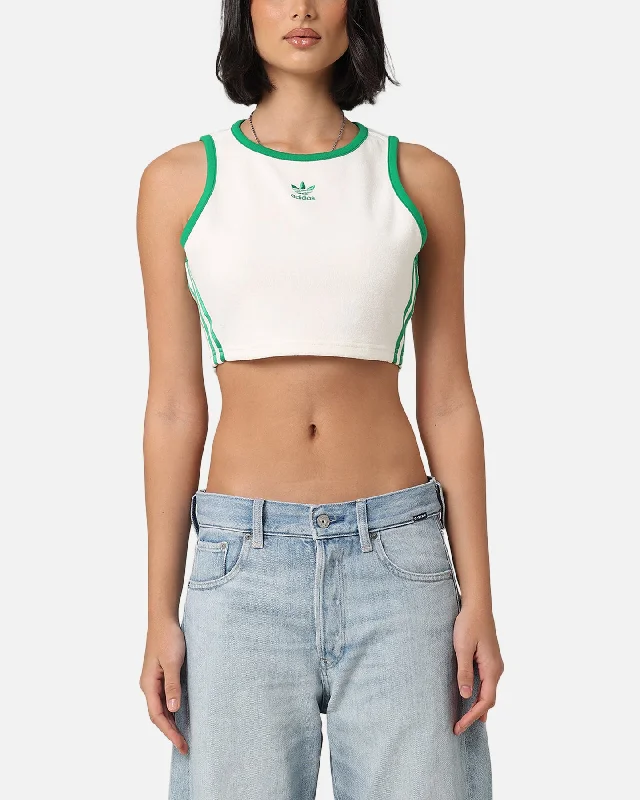 Adidas Women's Terry Cropped Tank Top Off White strapless tank top