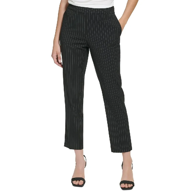 Calvin Klein Womens Pinstripe  Straight Leg Pants Casual Sweatpants Style
