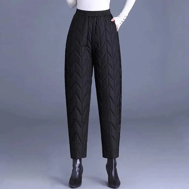 Casual Warm Printed Harem Pants Classic Straight-Leg Pants