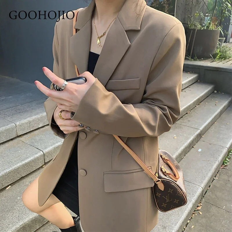 GOOHOJIO Office Ladies Notched Collar Plaid Women Blazer Double Breasted Autumn Jacket 2022 Casual Pockets Female Suits Coat Oversized Jacket Tailored Jacket Straight Jacket GOOHOJIO Office Ladies Notched Collar Plaid Women Blazer Double Breasted Autumn Jacket 2022 Casual Pockets Female Suits Coat Oversized Jacket Tailored Jacket Straight Jacket