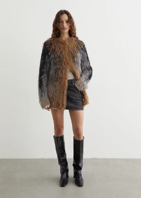 Hairy Gradient Cardigan Elegant Classic Vintage