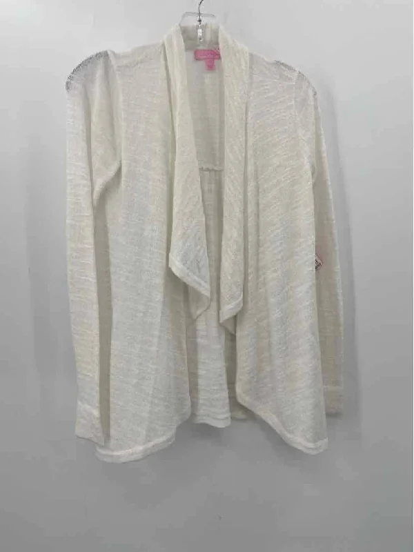 Pre-Owned Lilly Pulitzer White Size Small Cardigan Sweater Open Front Closed Front Wrap Front Pre-Owned Lilly Pulitzer White Size Small Cardigan Sweater Open Front Closed Front Wrap Front