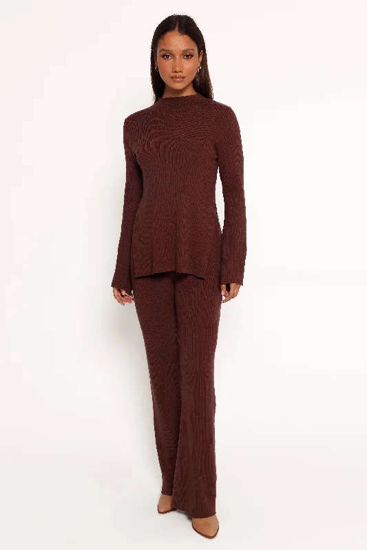 Adrienne Knit Pant - Chocolate Fashionable Sporty Pants