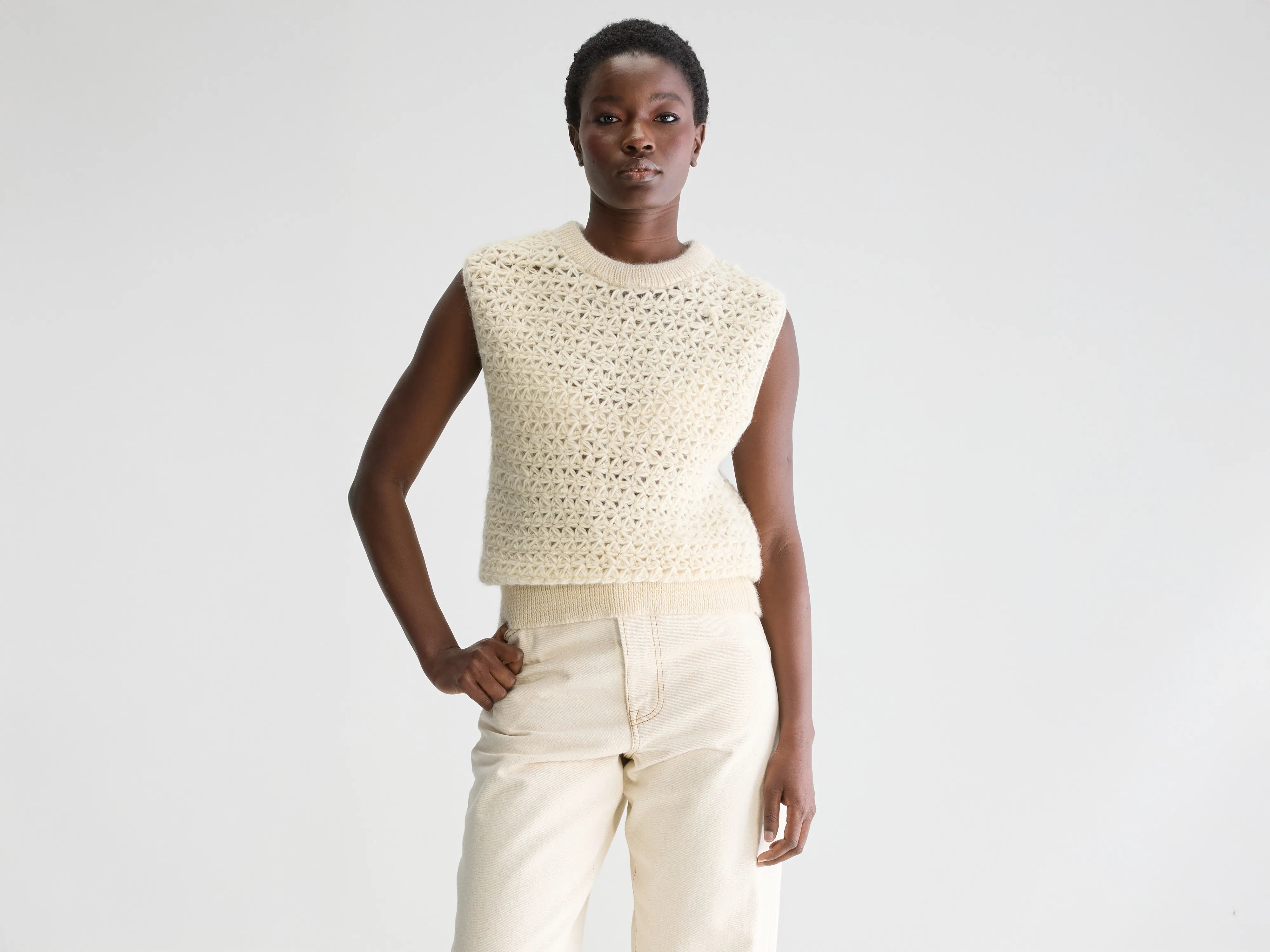 Moony knitted tank top (251 / W / TOFU) turquoise tank top