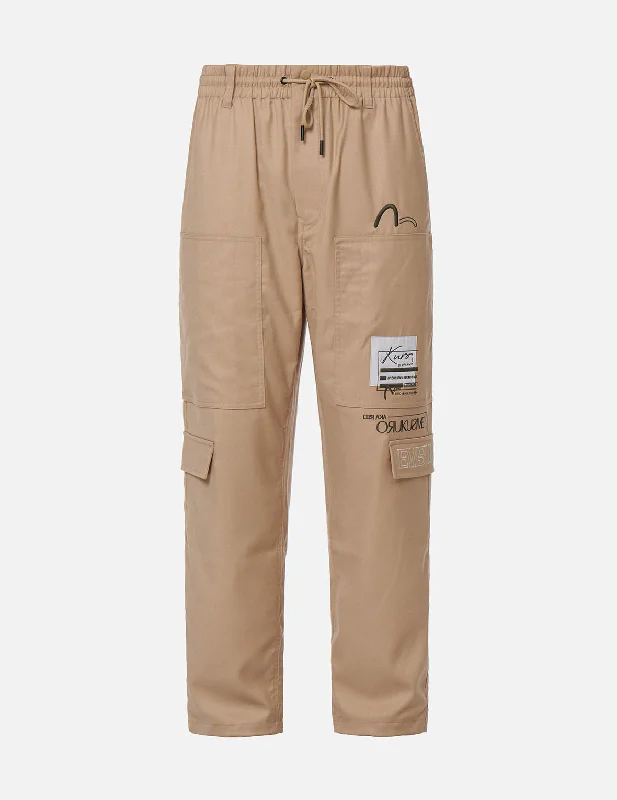 Logo Patch Wide Leg Cargo Pants Wide-Legged Palazzos