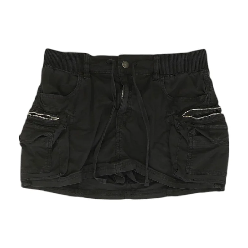 Black Solid Mini Skirt leather skirt bold