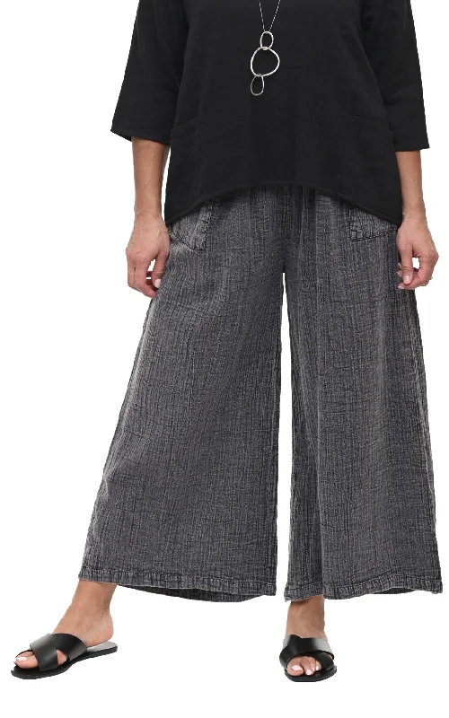 Palazzo Pant in Washed Black Classic Pleated Pants