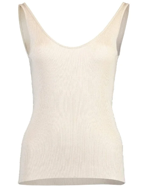 Taupe Ribbed Knit Tank striped tank top
