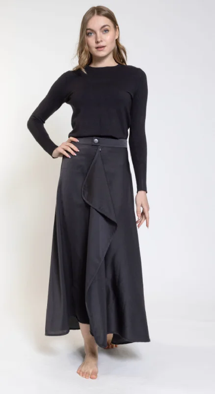 FRONT RUFFLE SKIRT wool skirt sturdy
