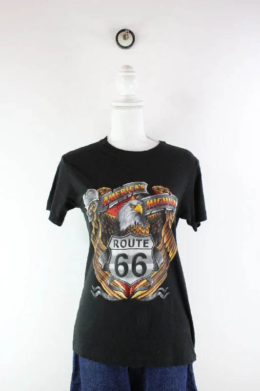 Vintage Route 66 T-Shirt (S)-- Graphic Embroidered Appliqued