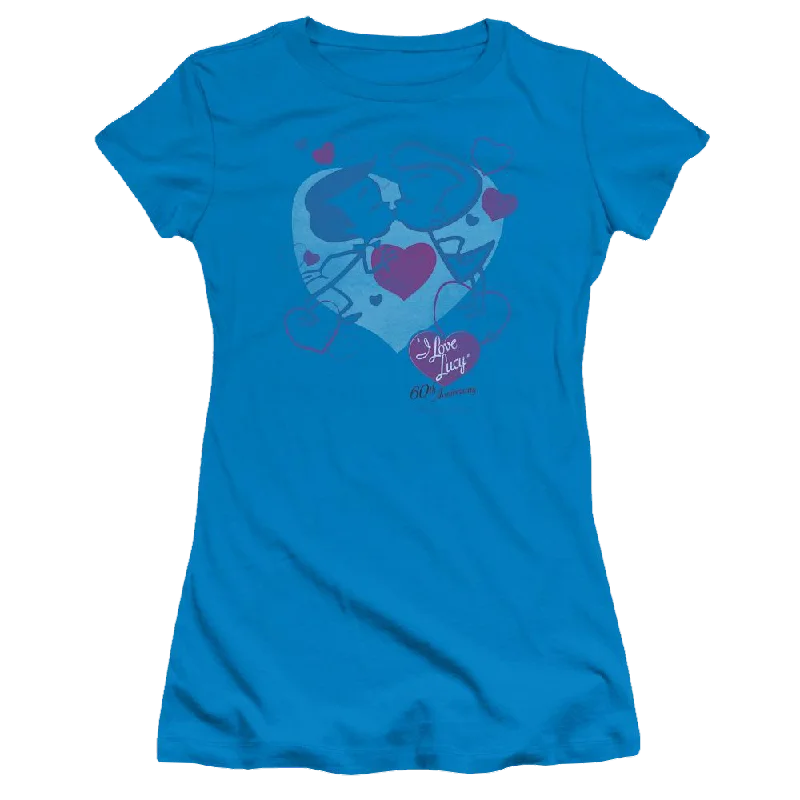 I Love Lucy Cartoon Kiss Juniors T-Shirt-- Oversized T-Shirt Spandex breathable
