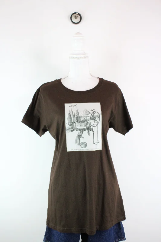 Vintage Knitting Machine T-Shirt (M)-- Welt Pockets Slit Pockets