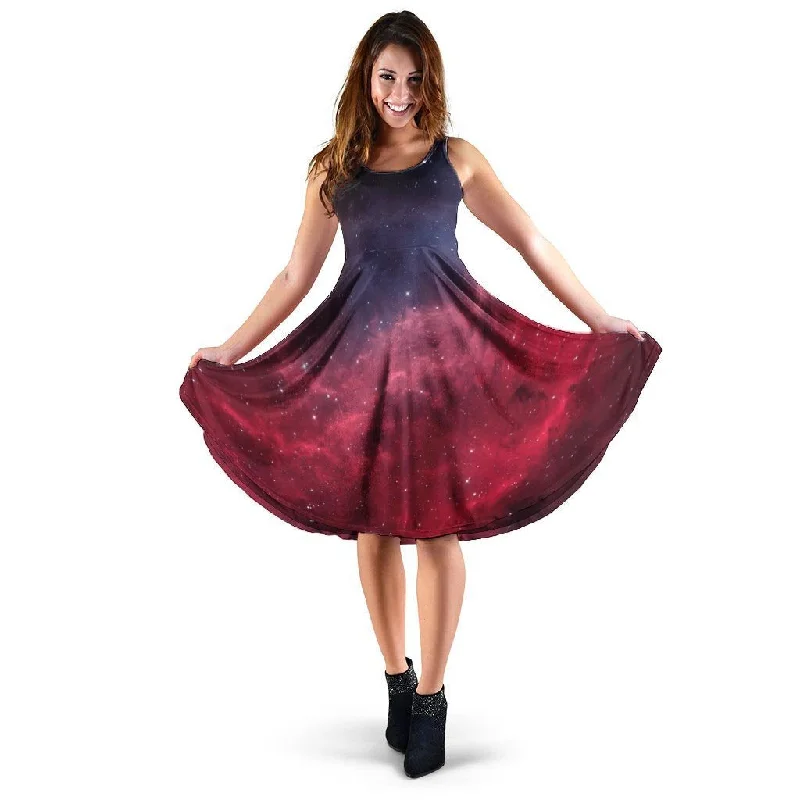 Red Cosmic Galaxy Space Dress Tunics Business professional