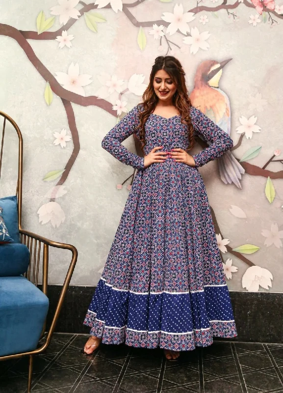 Aastha Fashion Women's Multicolor Cotton Silk Digital Printed Anarkali Dress Tunics Fashionable trendy