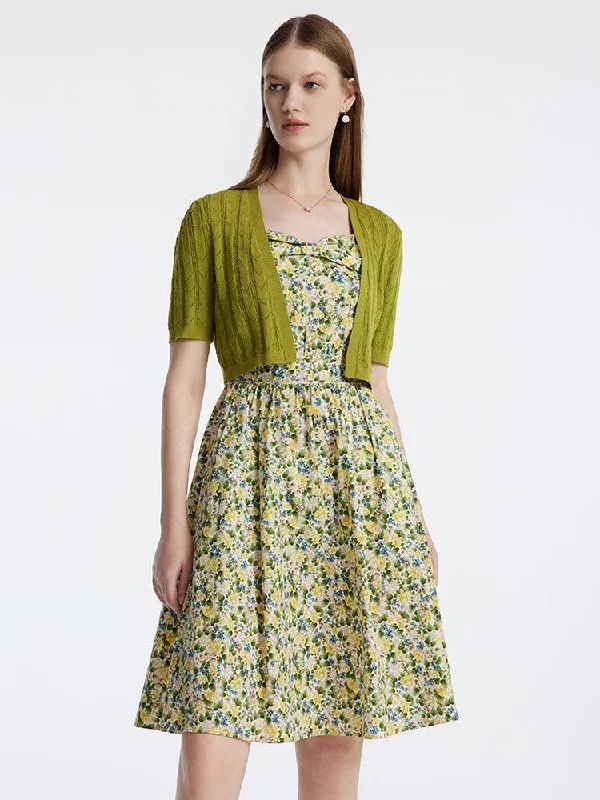 Green Floral Dress Suit Tunics Hiking breathable