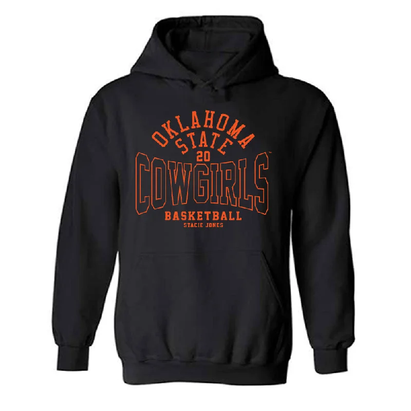 Oklahoma State - NCAA Women's Basketball : Stacie Jones - Classic Fashion Shersey Hooded Sweatshirt Hoodie with Raw Hem Edgy Unfinished Oklahoma State - NCAA Women's Basketball : Stacie Jones - Classic Fashion Shersey Hooded Sweatshirt Hoodie with Raw Hem Edgy Unfinished
