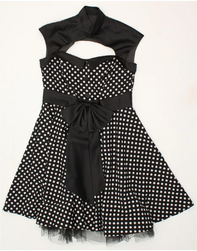 VINTAGE Womens Sleeveless Swing Dress UK 16 Large Black Polka Dot Tunics Bridal satin VINTAGE Womens Sleeveless Swing Dress UK 16 Large Black Polka Dot Tunics Bridal satin