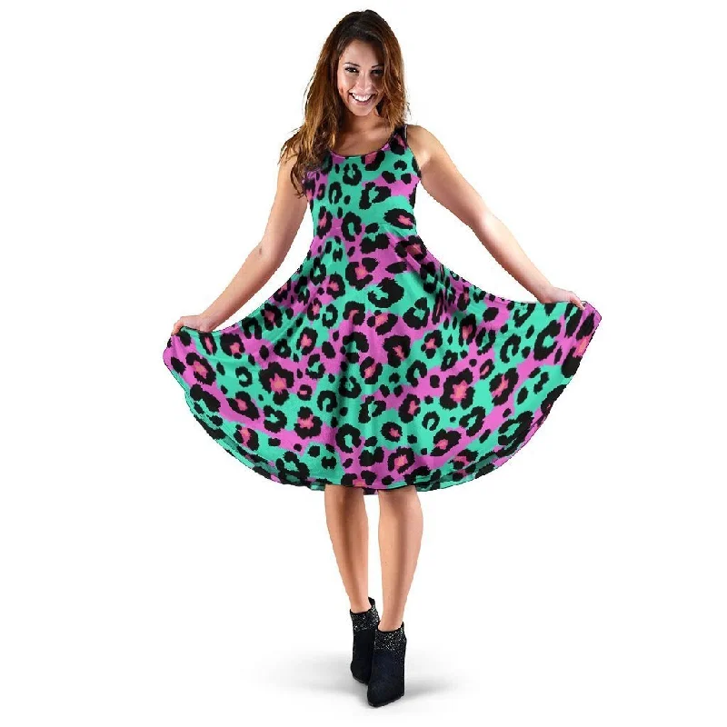 Teal Pink Leopard Dress Tunics Distressed trendy