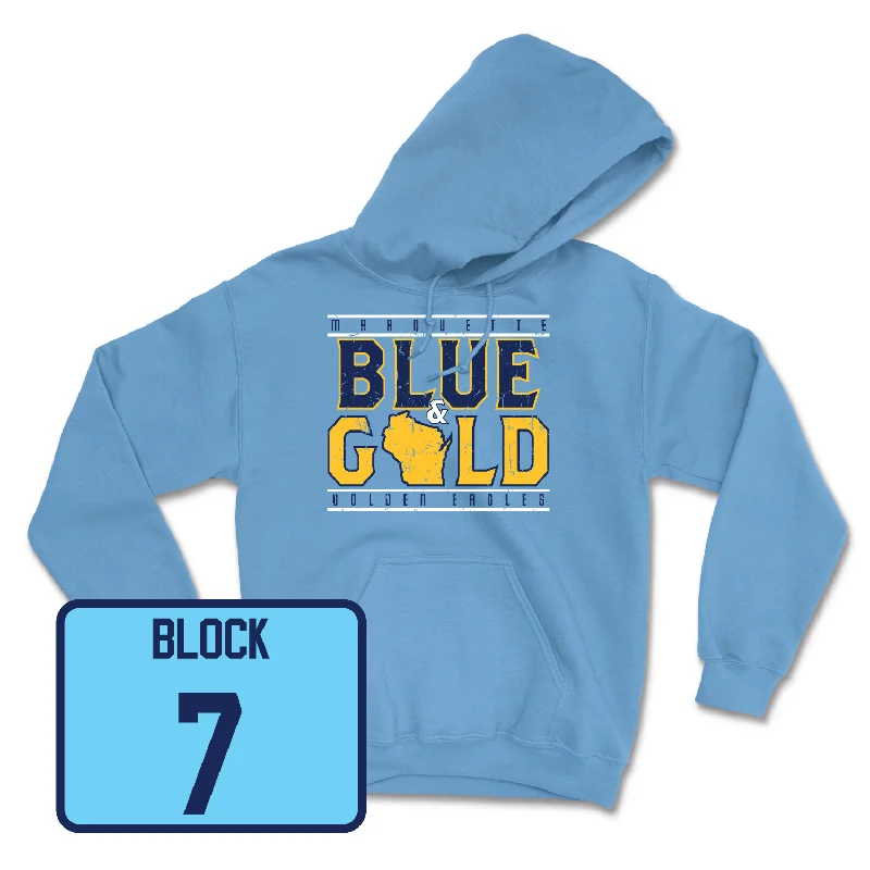 Championship Blue Women's Soccer State Hoodie Hoodie with Typography Text Message