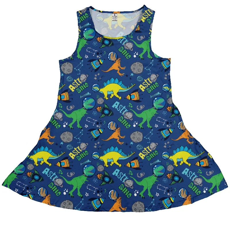 Astro Dino Dinosaur Outer Space Blue Dress Tunics Seasonal trendy