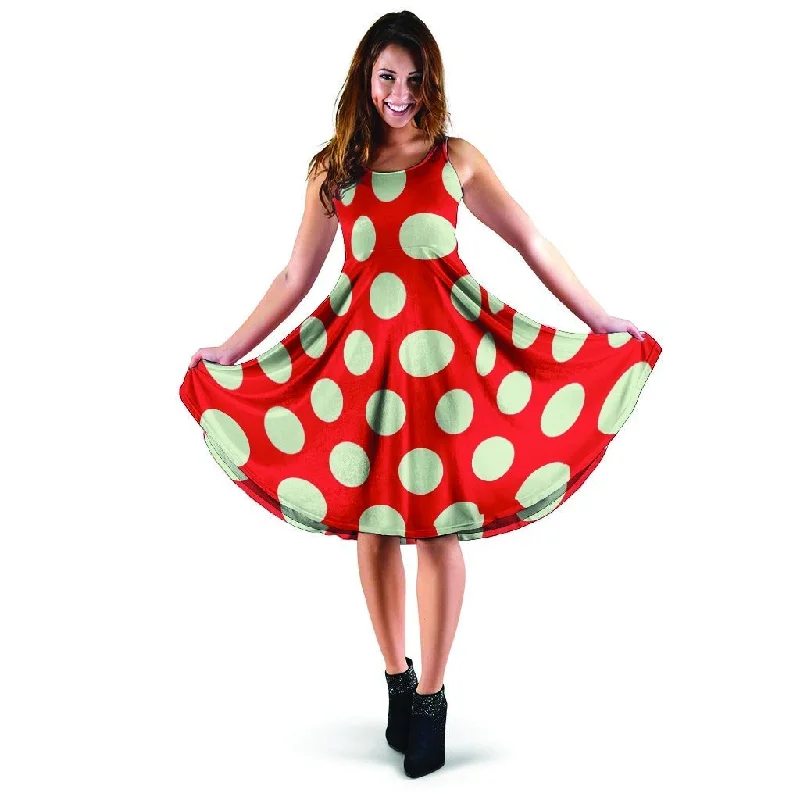 Red And White Polka Dot Dress Tunics Fall fleece