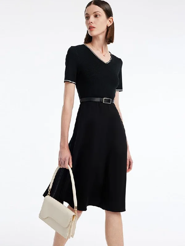 Waist-slimming Acetate Mini Black Dress Tunics Wedding white