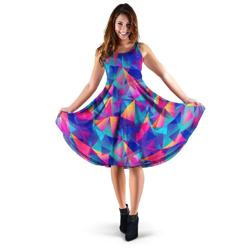 Rainbow Triangle Geometric Dress Tunics Versatile all-occasion