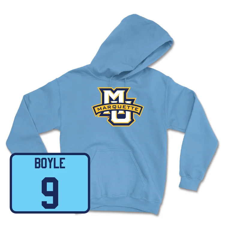 Championship Blue Women's Soccer Marquette Hoodie - Aislinn Boyle Hoodie with Snap Buttons Easy Quick