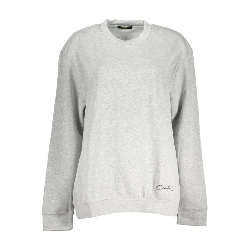 Chic Gray Embroidered Crew Neck Sweatshirt Hoodie with Toggle Buttons Decorative Unique Chic Gray Embroidered Crew Neck Sweatshirt Hoodie with Toggle Buttons Decorative Unique