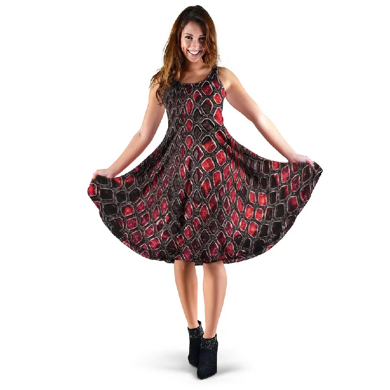 Red Snakeskin print Dress Tunics Stylish modern
