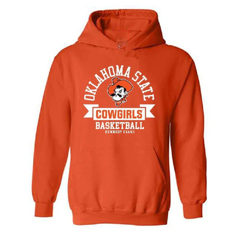 Oklahoma State - NCAA Women's Basketball : Kennedy Evans - Classic Fashion Shersey Hooded Sweatshirt Hoodie with Contrast Stitching Detailed Premium Oklahoma State - NCAA Women's Basketball : Kennedy Evans - Classic Fashion Shersey Hooded Sweatshirt Hoodie with Contrast Stitching Detailed Premium