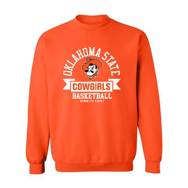 Oklahoma State - NCAA Women's Basketball : Kennedy Evans - Classic Fashion Shersey Crewneck Sweatshirt Hoodie with Frayed Bohemian Relaxed Oklahoma State - NCAA Women's Basketball : Kennedy Evans - Classic Fashion Shersey Crewneck Sweatshirt Hoodie with Frayed Bohemian Relaxed