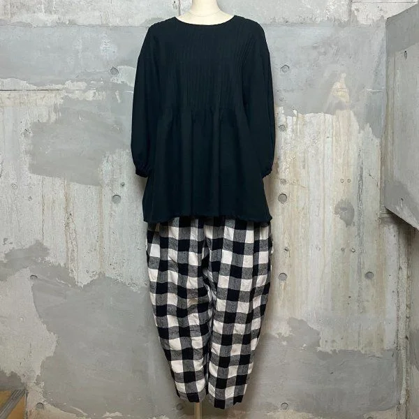 Big Check Big Pants (made to order) Casual Skinny Fit Pants
