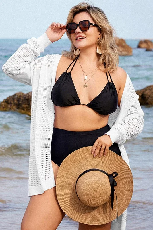 HN Women Plus Size Hollowed-out Cardigan Long Sleeve Open Front Knitwear Tailored Straight A-Line HN Women Plus Size Hollowed-out Cardigan Long Sleeve Open Front Knitwear Tailored Straight A-Line