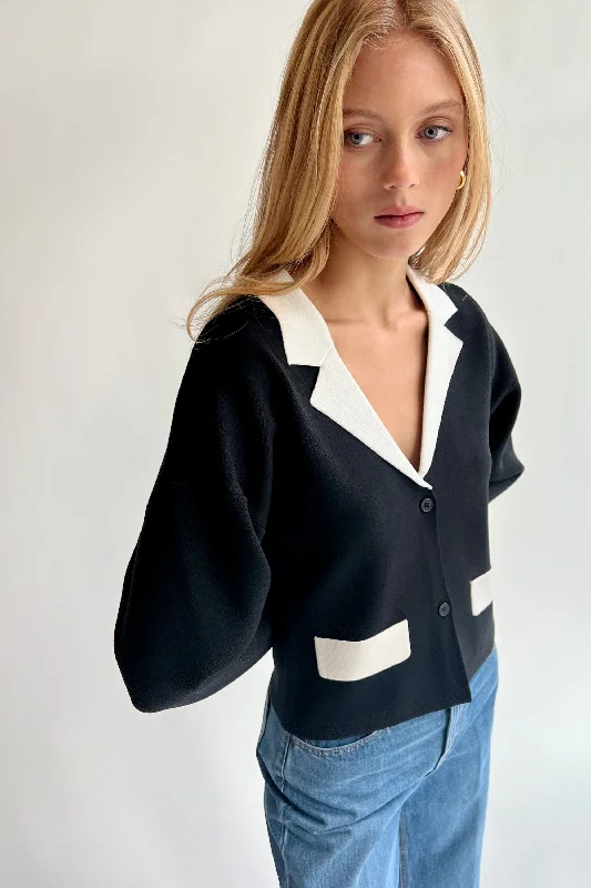 COLLARED CARDIGAN Notch Collar Peter Pan Collar Cowl Neck