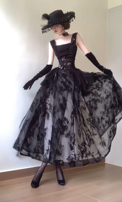 Retro Square Neck A-Line Printed Gothic Long Party Dress Vintage Evening Dress, DP4793 Tunics Hiking breathable Retro Square Neck A-Line Printed Gothic Long Party Dress Vintage Evening Dress, DP4793 Tunics Hiking breathable