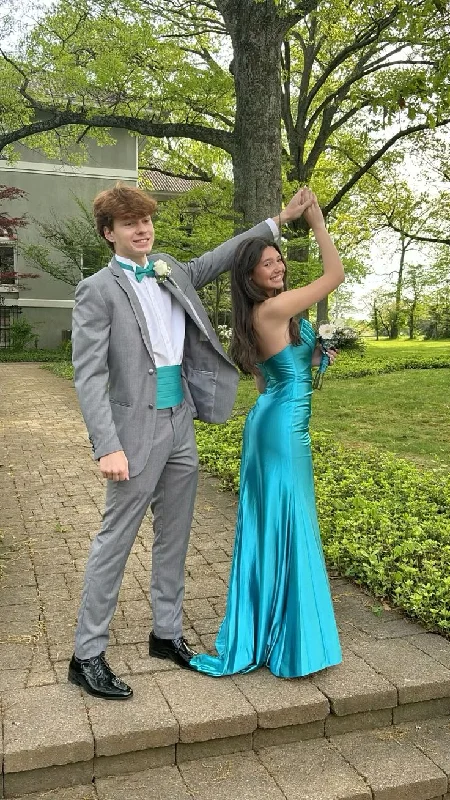 Turquoise Scoop Neck Sheath Satin Long Formal Prom Dress Party Dress, DP4804 Tunics Distressed trendy Turquoise Scoop Neck Sheath Satin Long Formal Prom Dress Party Dress, DP4804 Tunics Distressed trendy