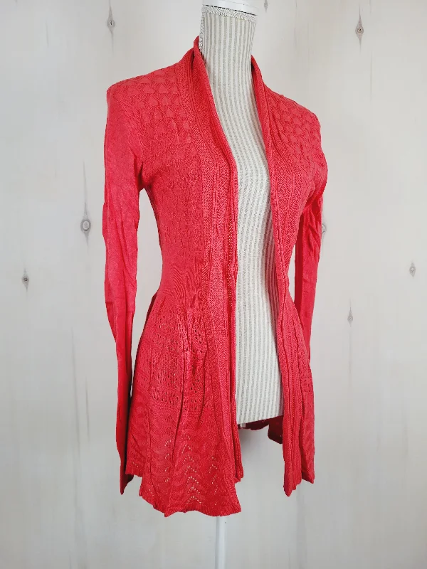 SMASH CORAL CARDIGAN LADIES S-M PRE-LOVED Wool Fabric Cashmere Fabric Tweed Fabric