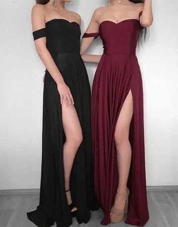 Off the Shoulder Side Slit Prom Dress | Long Party Dress Tunics Top rated