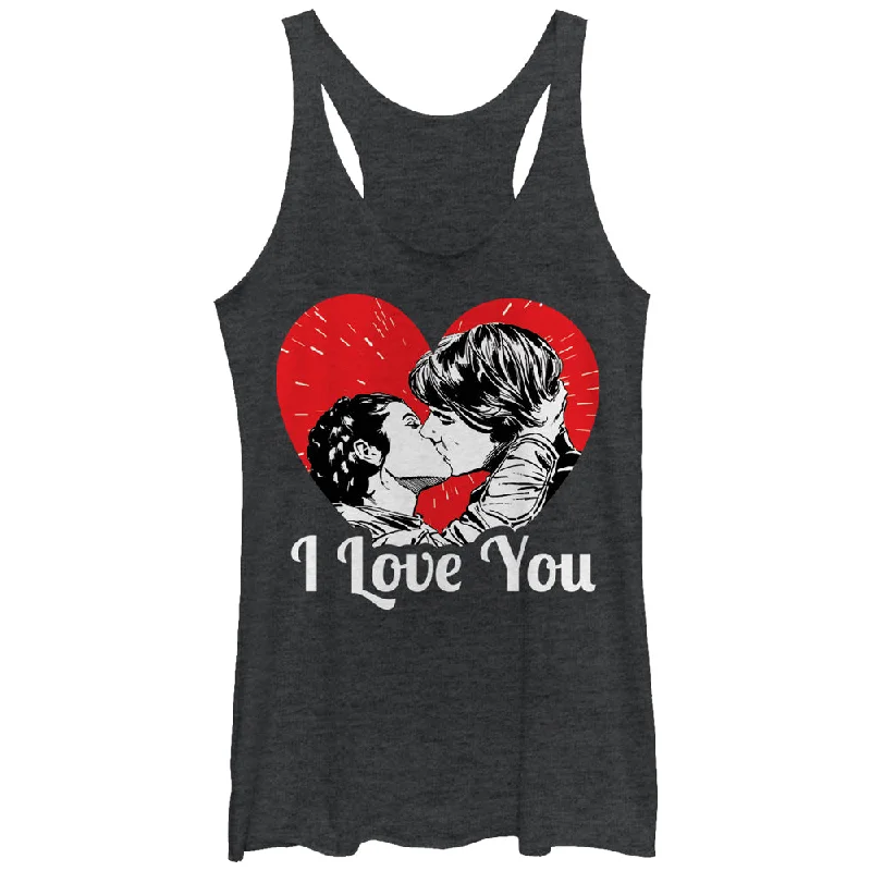 Women's Star Wars Han and Leia I Love You Heart Racerback Tank Top vintage tank top