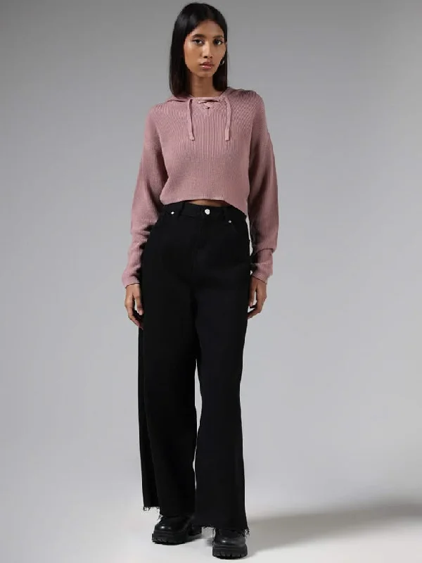 Nuon Solid Pink Crop Cardigan Striped Floral Plaid