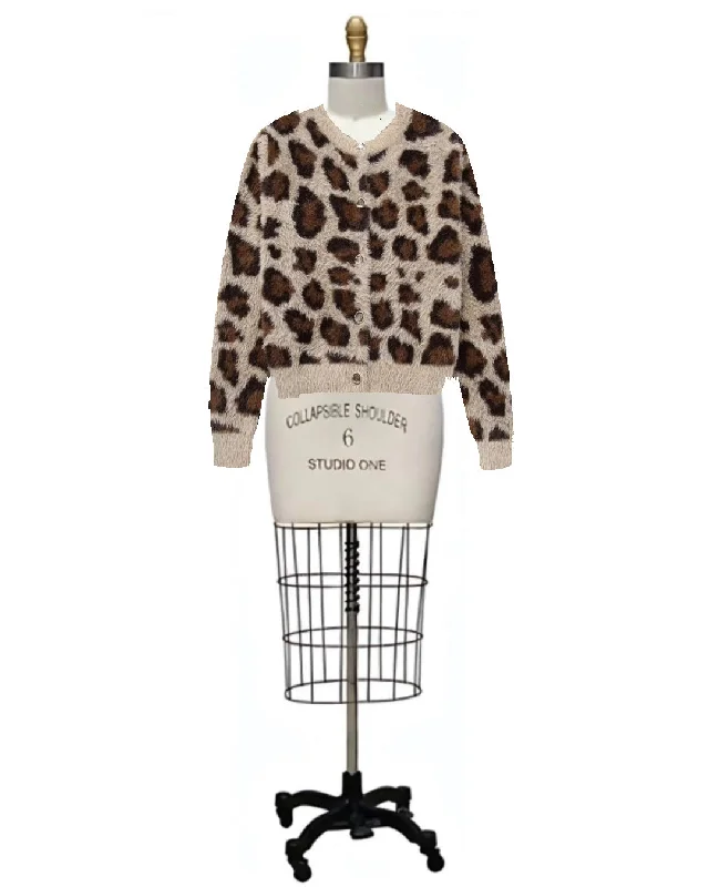 Purrfect- the Leopard Spotted Fuzzy Cardigan Sweater Cable Knit Ribbed Knit Lace Knit Purrfect- the Leopard Spotted Fuzzy Cardigan Sweater Cable Knit Ribbed Knit Lace Knit