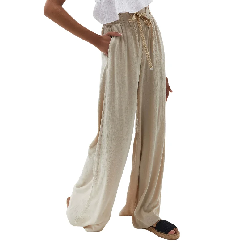 OXXO - High Rise Wide Leg Sparkle belt Pants Chic Capri Pants